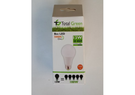 Bec Led 13W lumina calda Total Green Cod-TG-2400.213240